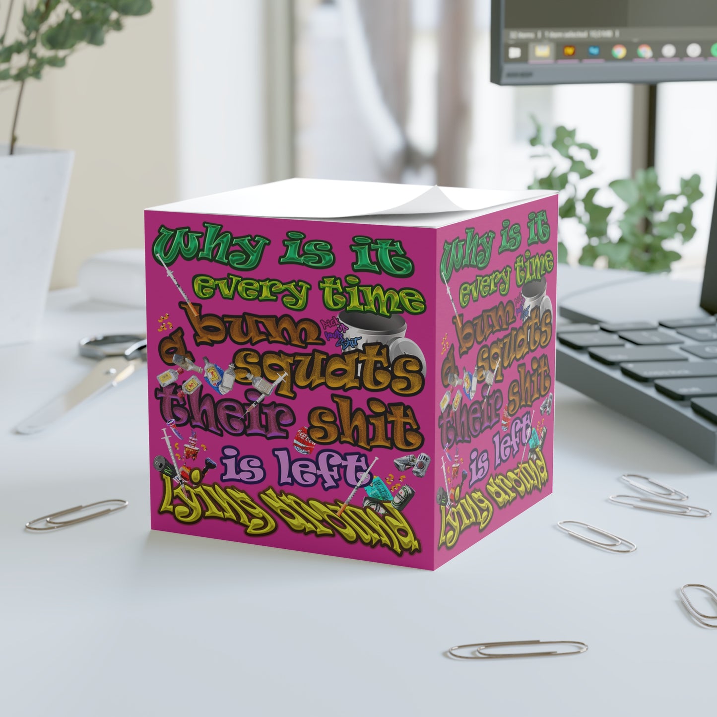 the bum's shit - note cube (pink)