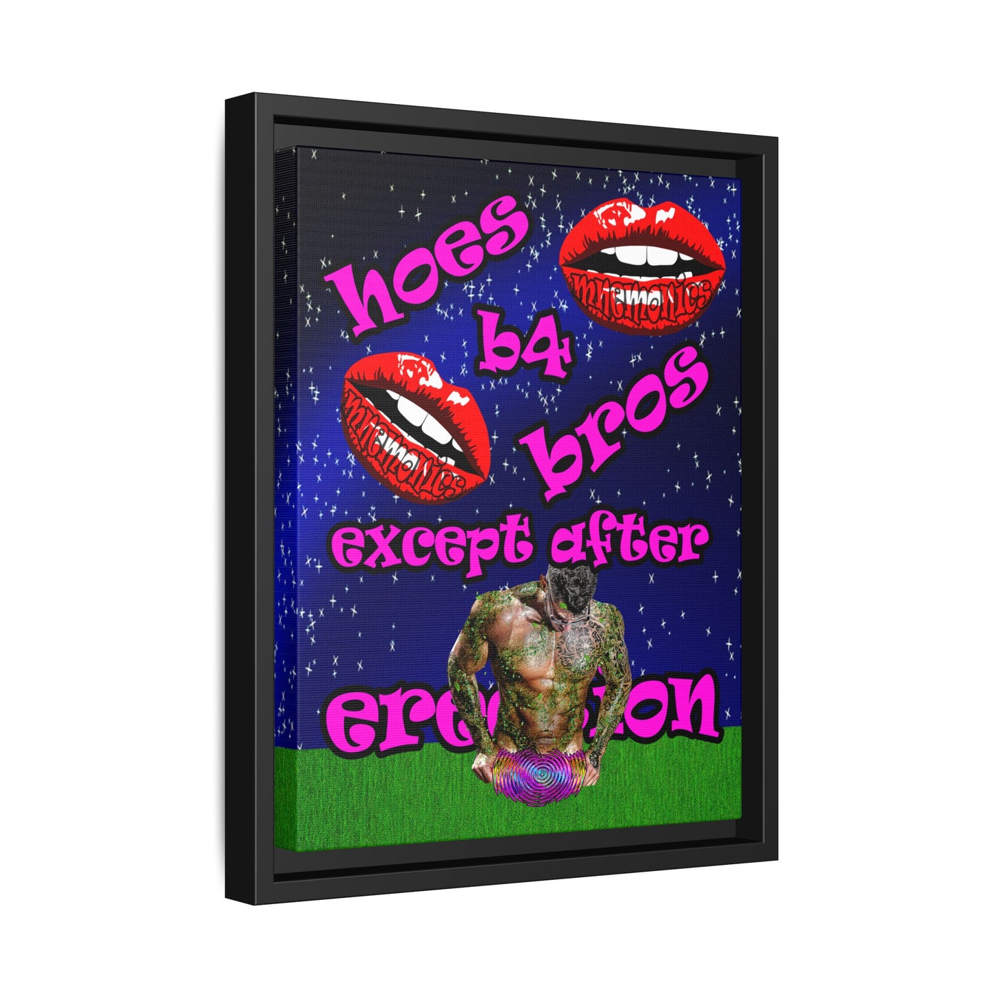 hoes b4 bros - framed canvas art ('snoops' background)