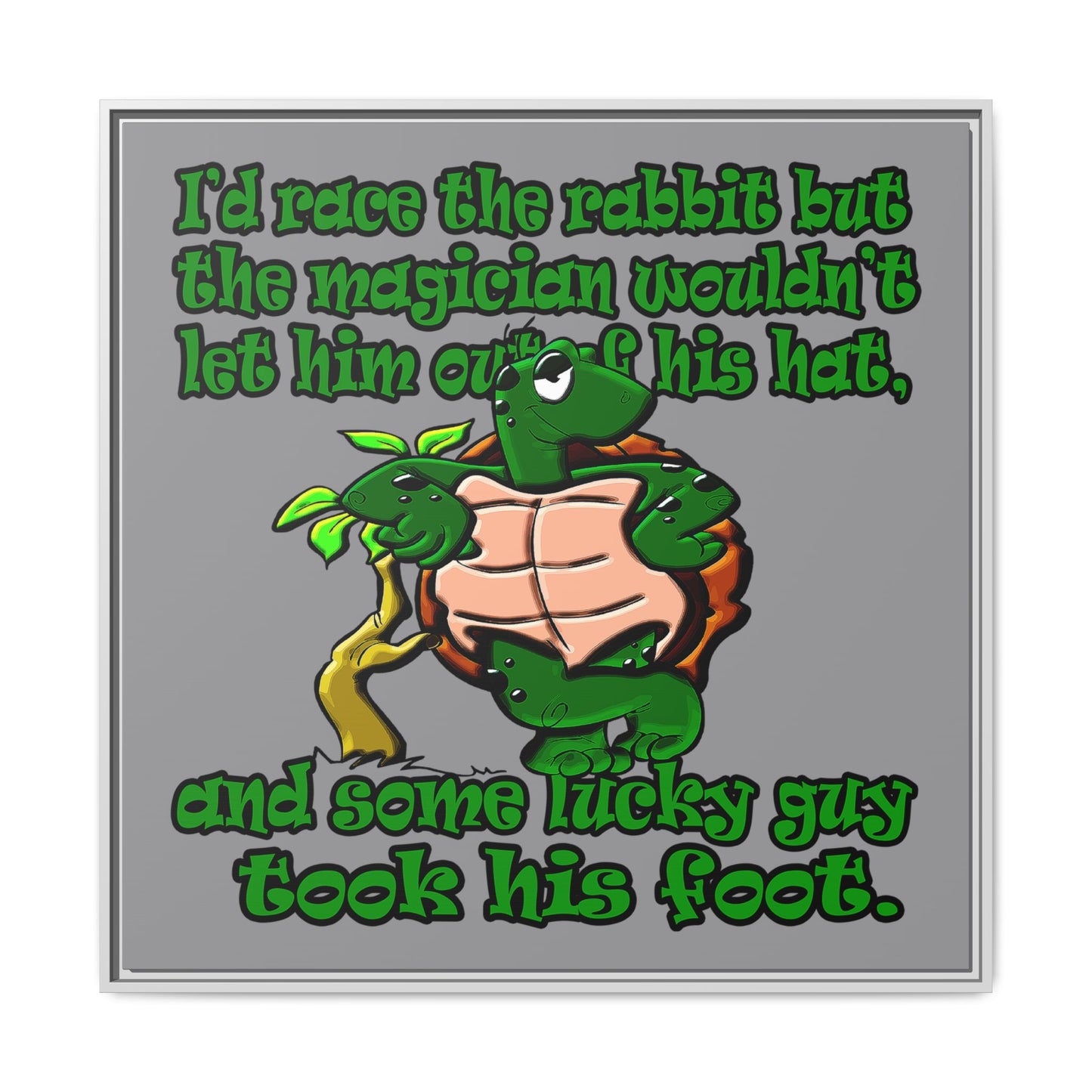turtle race - framed canvas art (grey)