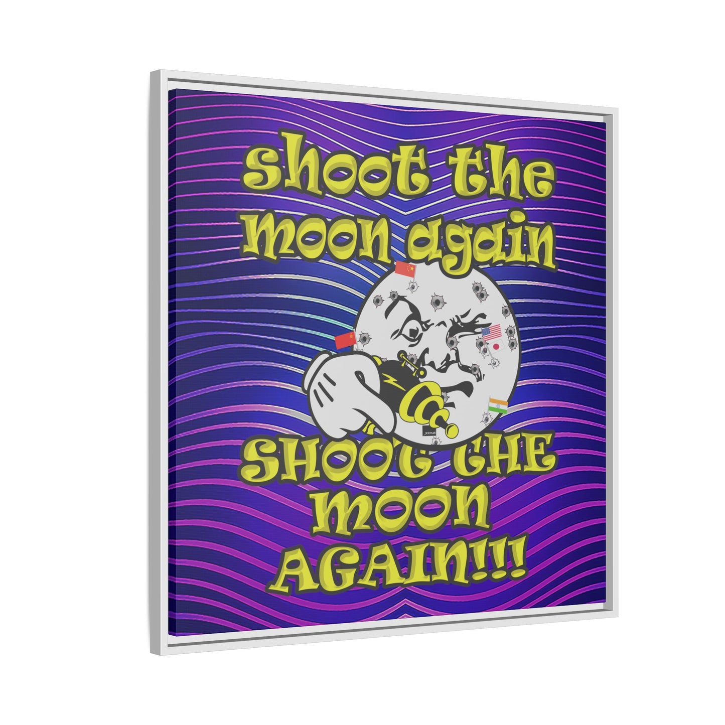 shoot the moon again - framed canvas art (purple wave)