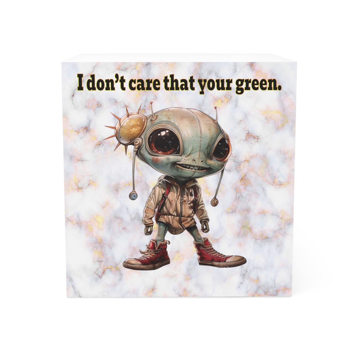 I don't care that your green - note cube (white marble)