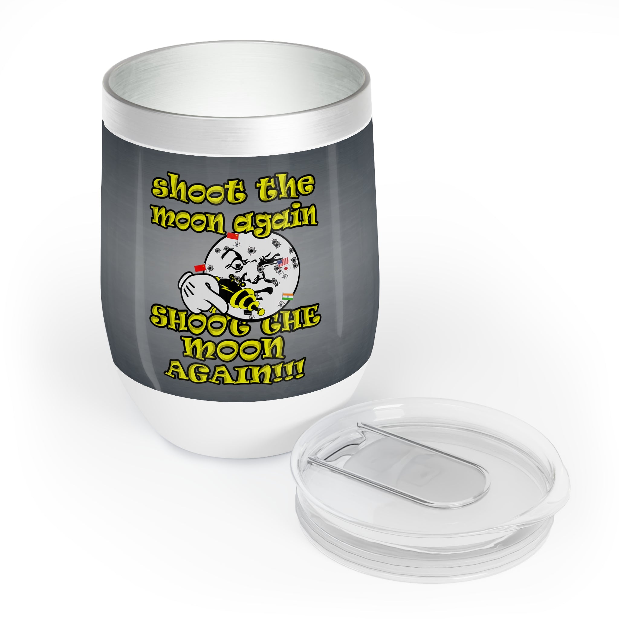 shoot the moon again - Chill Wine Tumbler (grey-light grey)