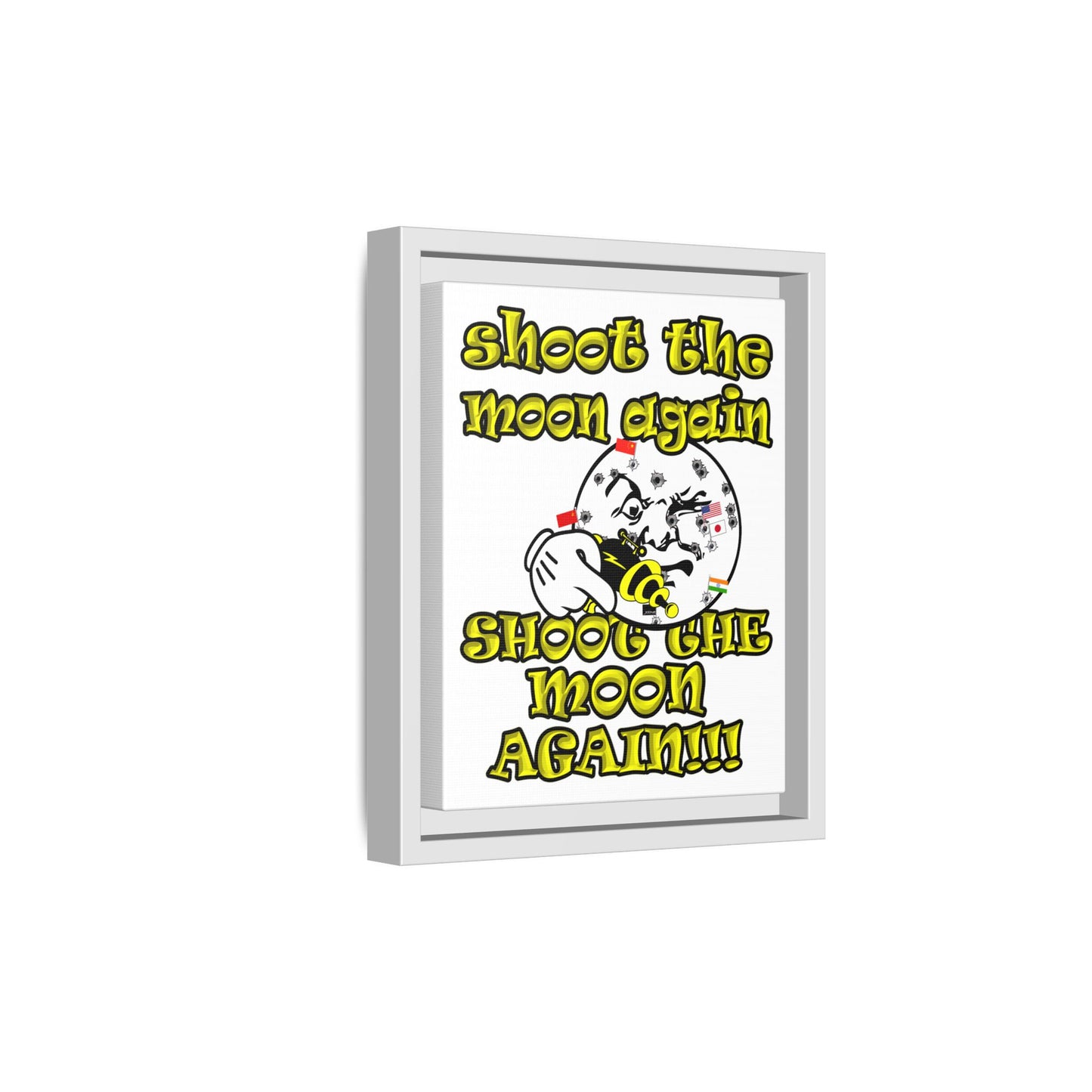 shoot the moon again - framed canvas art (white)
