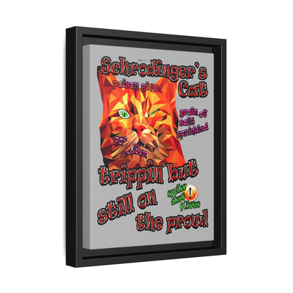 schrodinger's cat - framed canvas art (light grey)