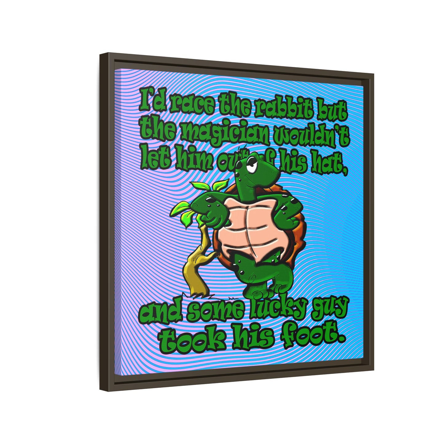 turtle race - framed canvas art (light blue-purple wave)