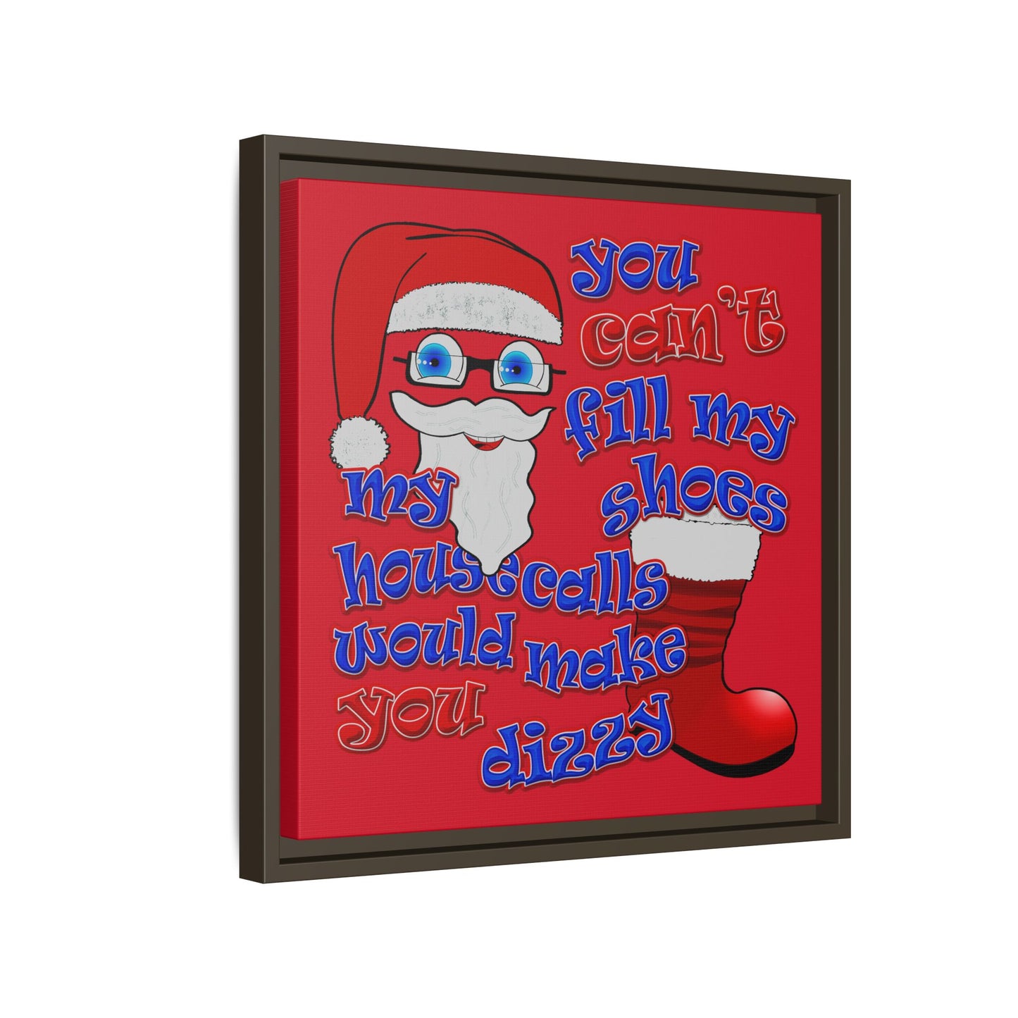 santa's shoes - framed canvas art (dark red)