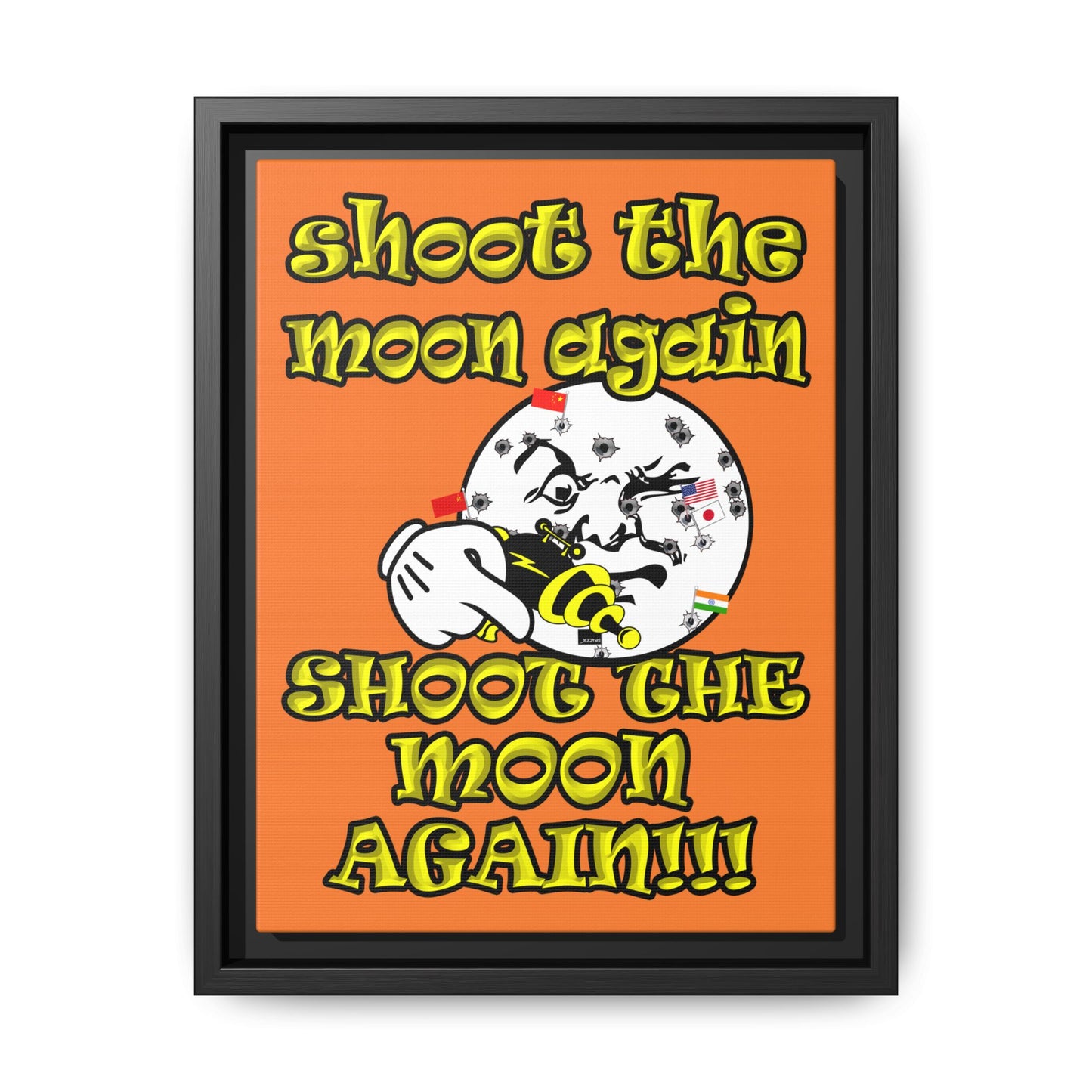 shoot the moon again - framed canvas art (crusta)