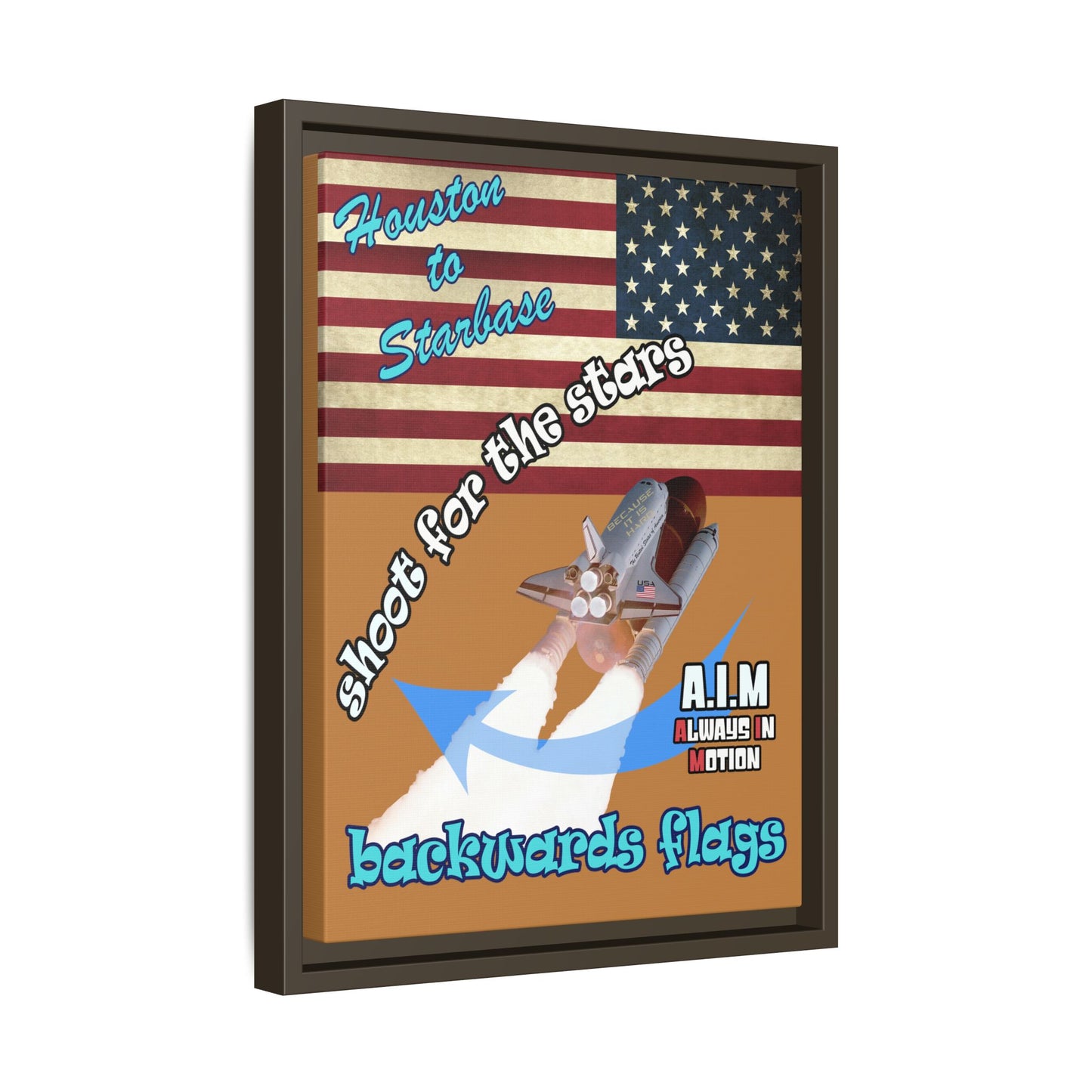 shoot for the stars - framed canvas art (light brown)