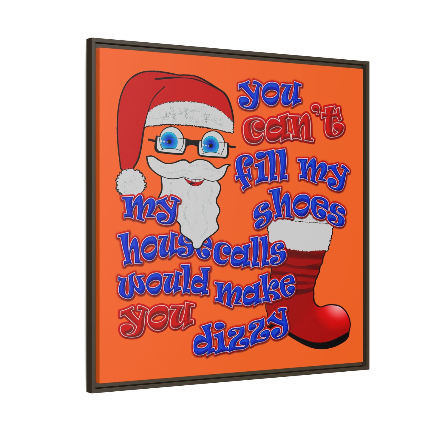 santa's shoes - framed canvas art (orange)