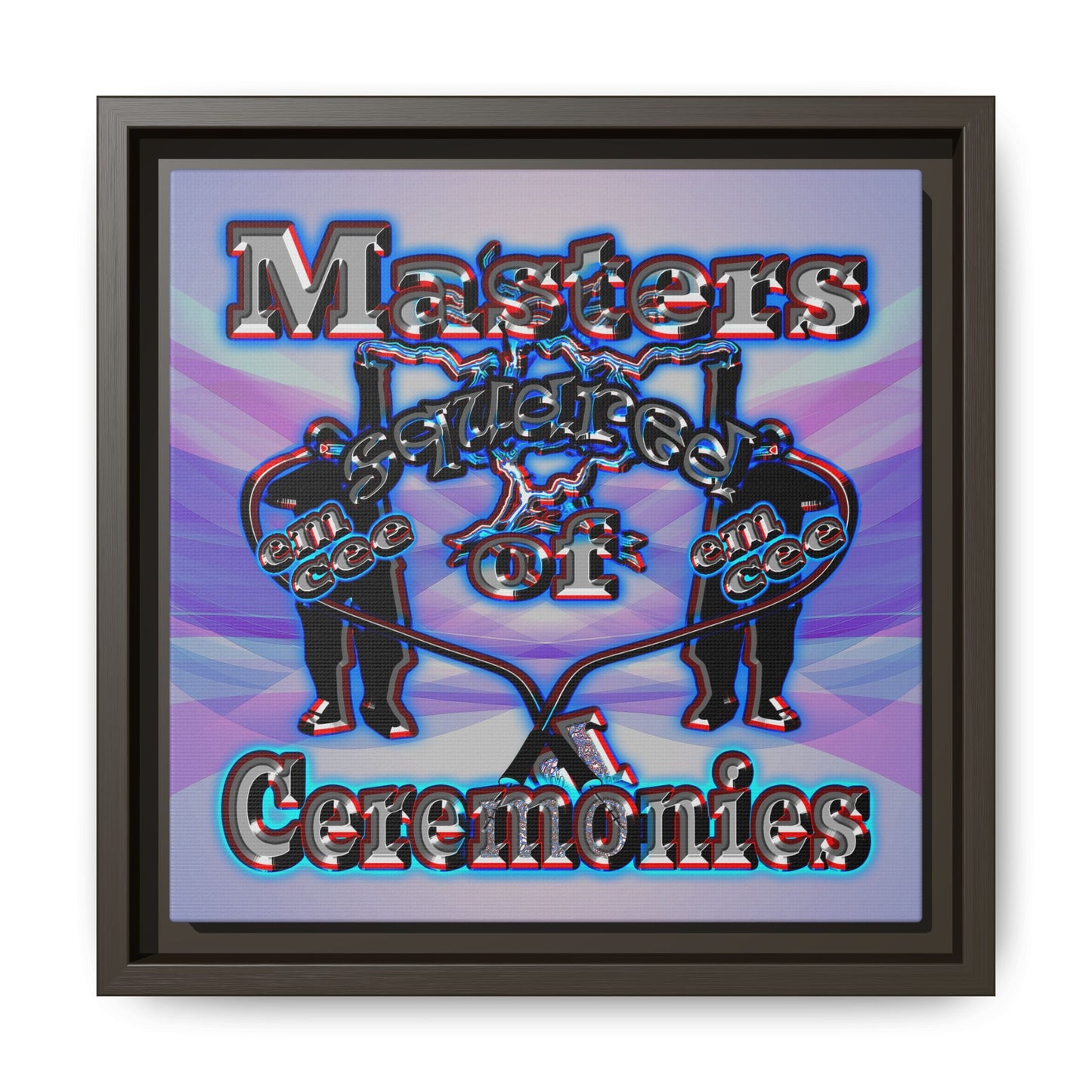 em cee squared - framed canvas art (light blue-pink wave)