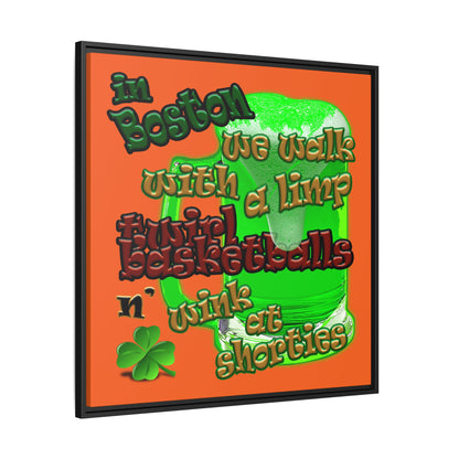 celtics logo - framed canvas art (orange)