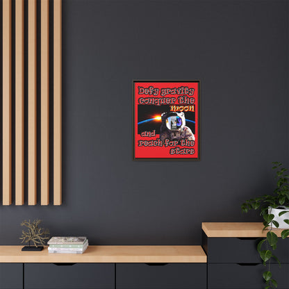 defy conquer reach - framed canvas art (red)