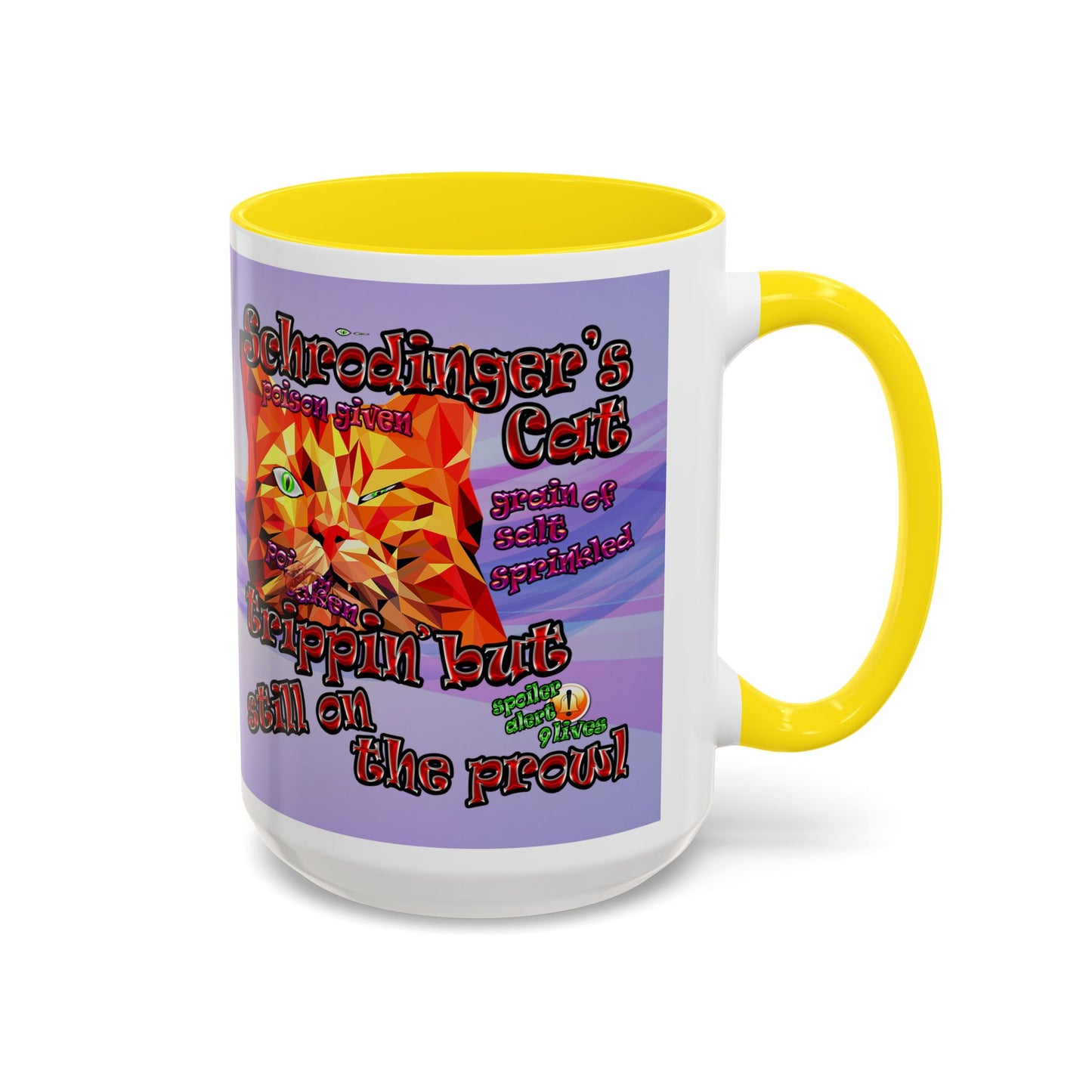 schrodinger's cat - Accent Mug (light blue-pink wave)