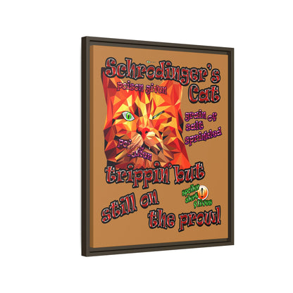 schrodinger's cat - framed canvas art (light brown)