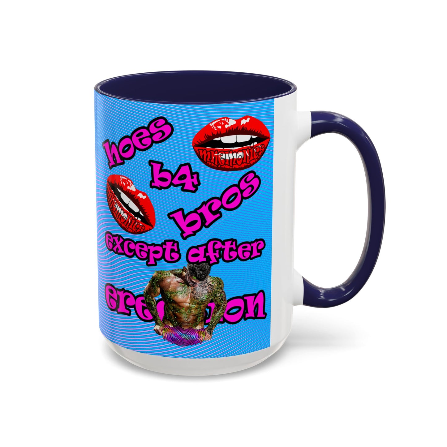 hoes b4 bros - Accent Mug (light blue-purple wave)