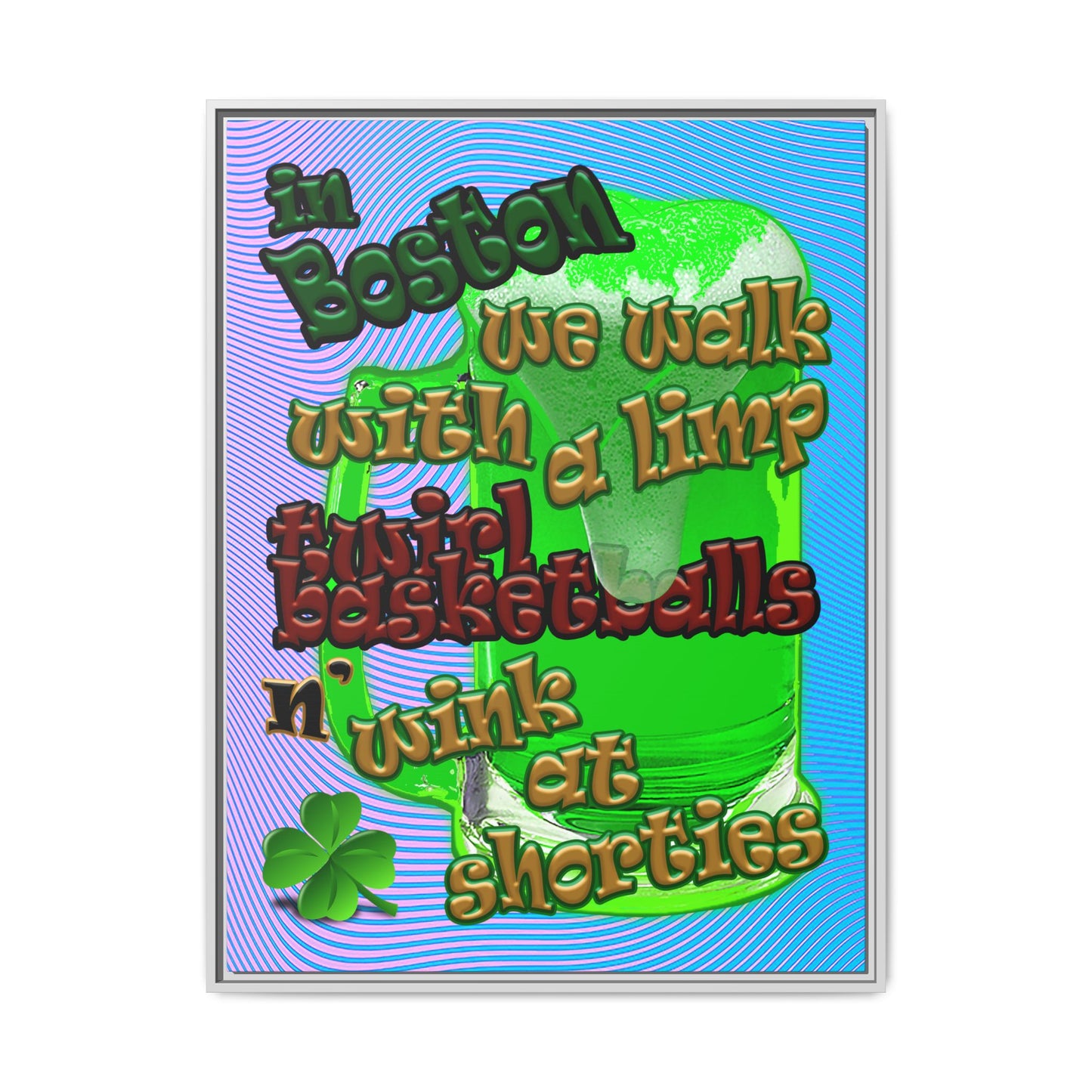 celtics logo - framed canvas art (light blue-purple wave)
