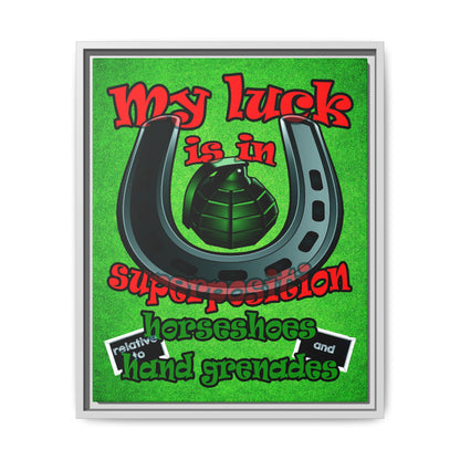 my luck - framed canvas art (green turf)