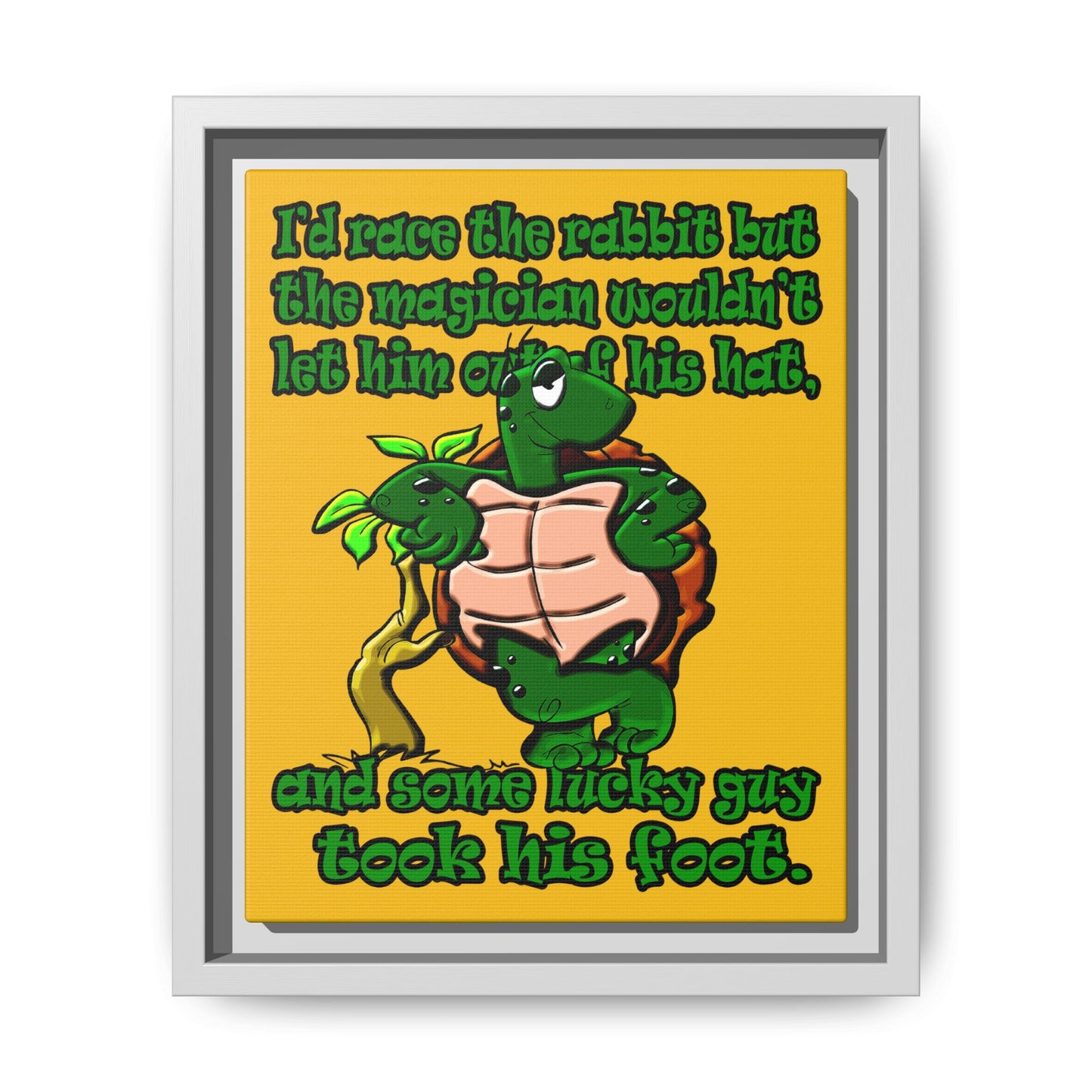 turtle race - framed canvas art (yellow)