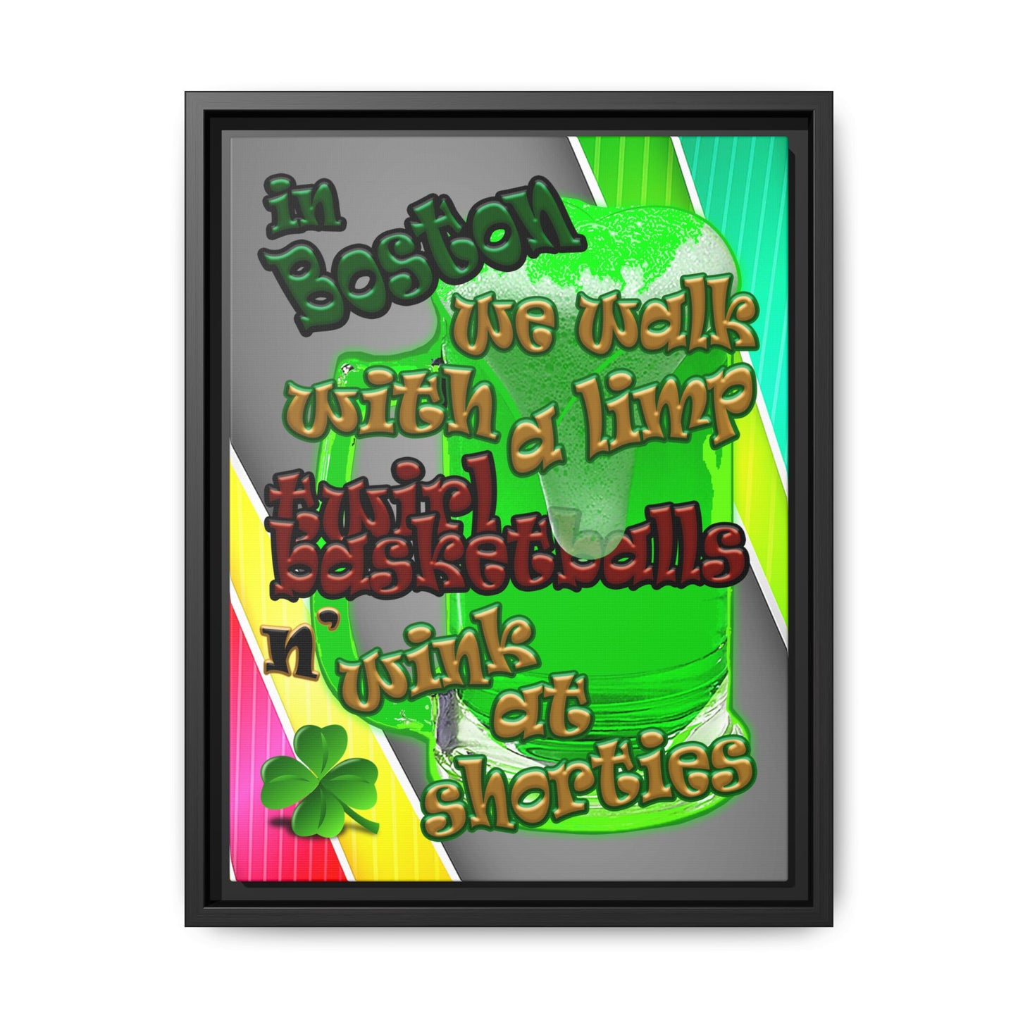 celtics logo - framed canvas art (rainbow split)