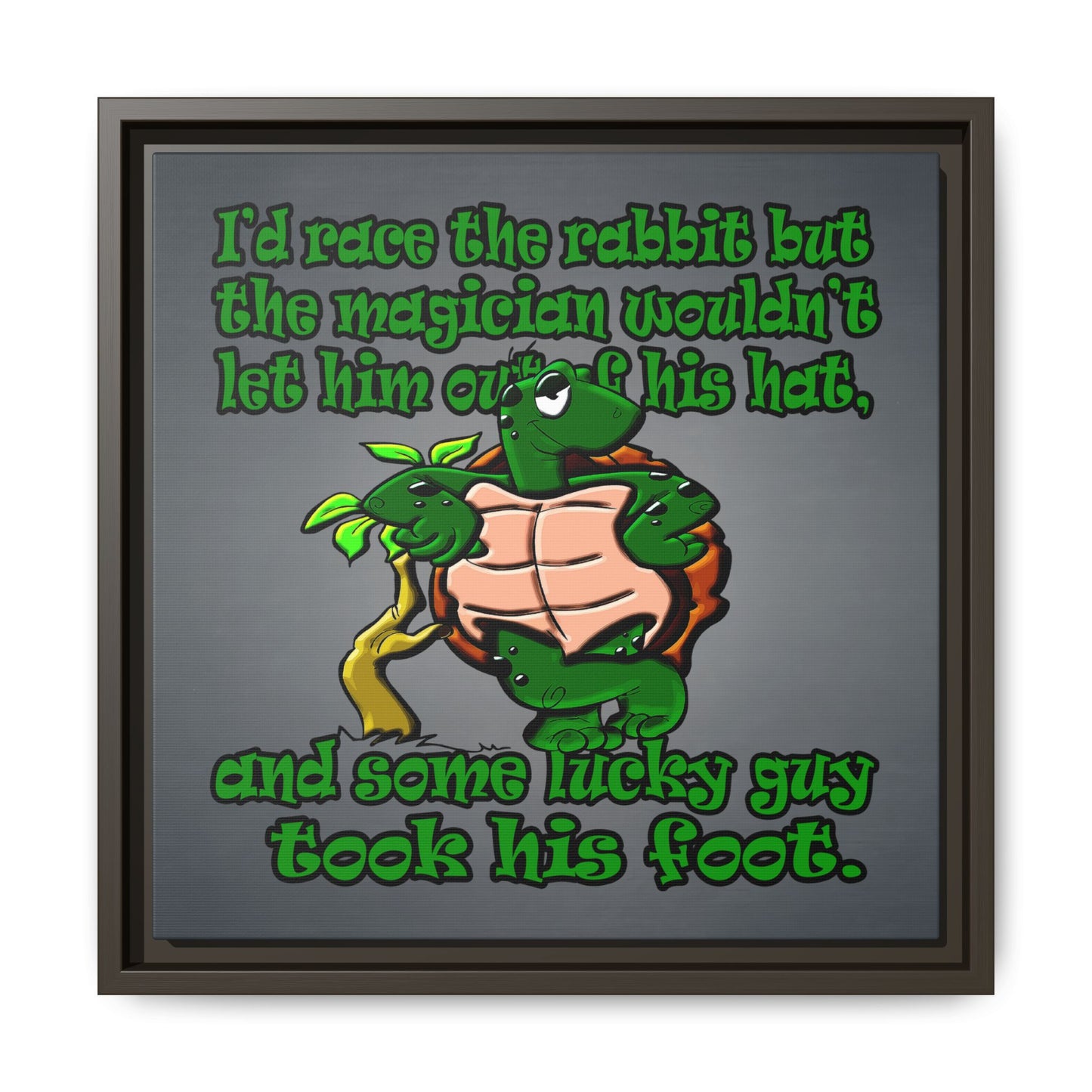 turtle race - framed canvas art (grey-light grey)