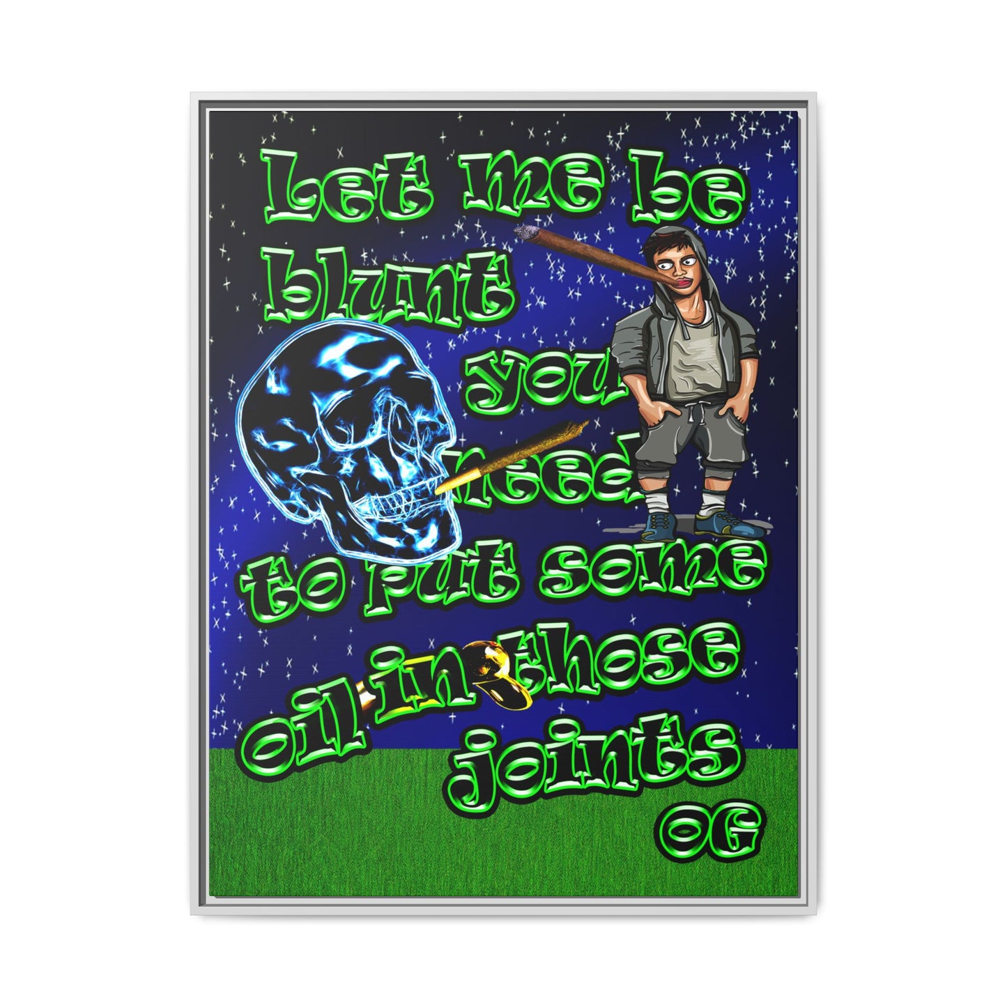og - framed canvas art ('snoops' background)