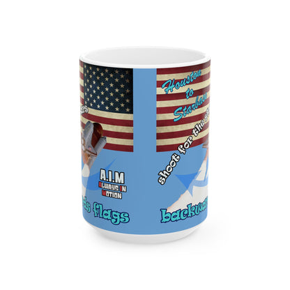 shoot for the stars - White Mug (light blue)