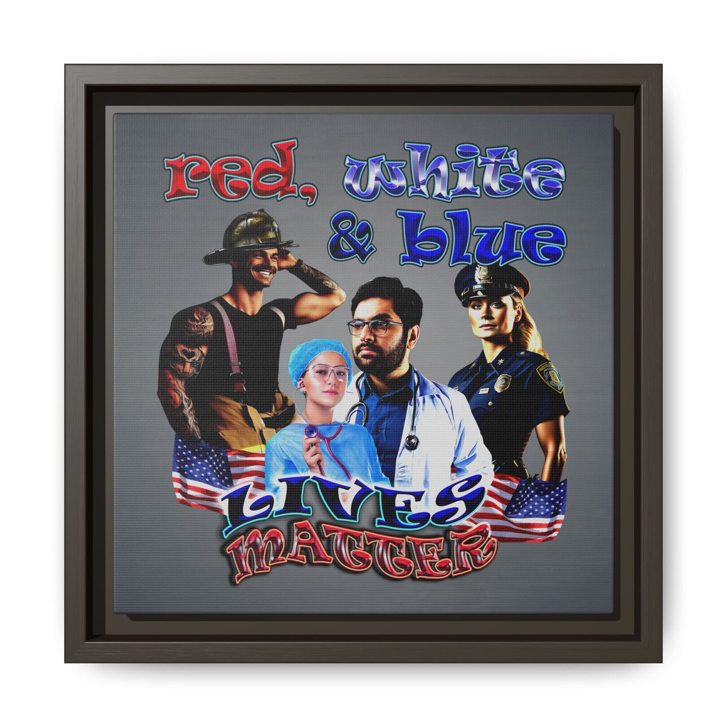 rw&b lives matter - framed canvas art (grey-light grey)