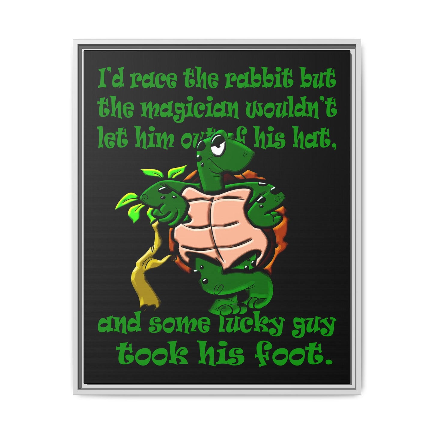 turtle race - framed canvas art (black)