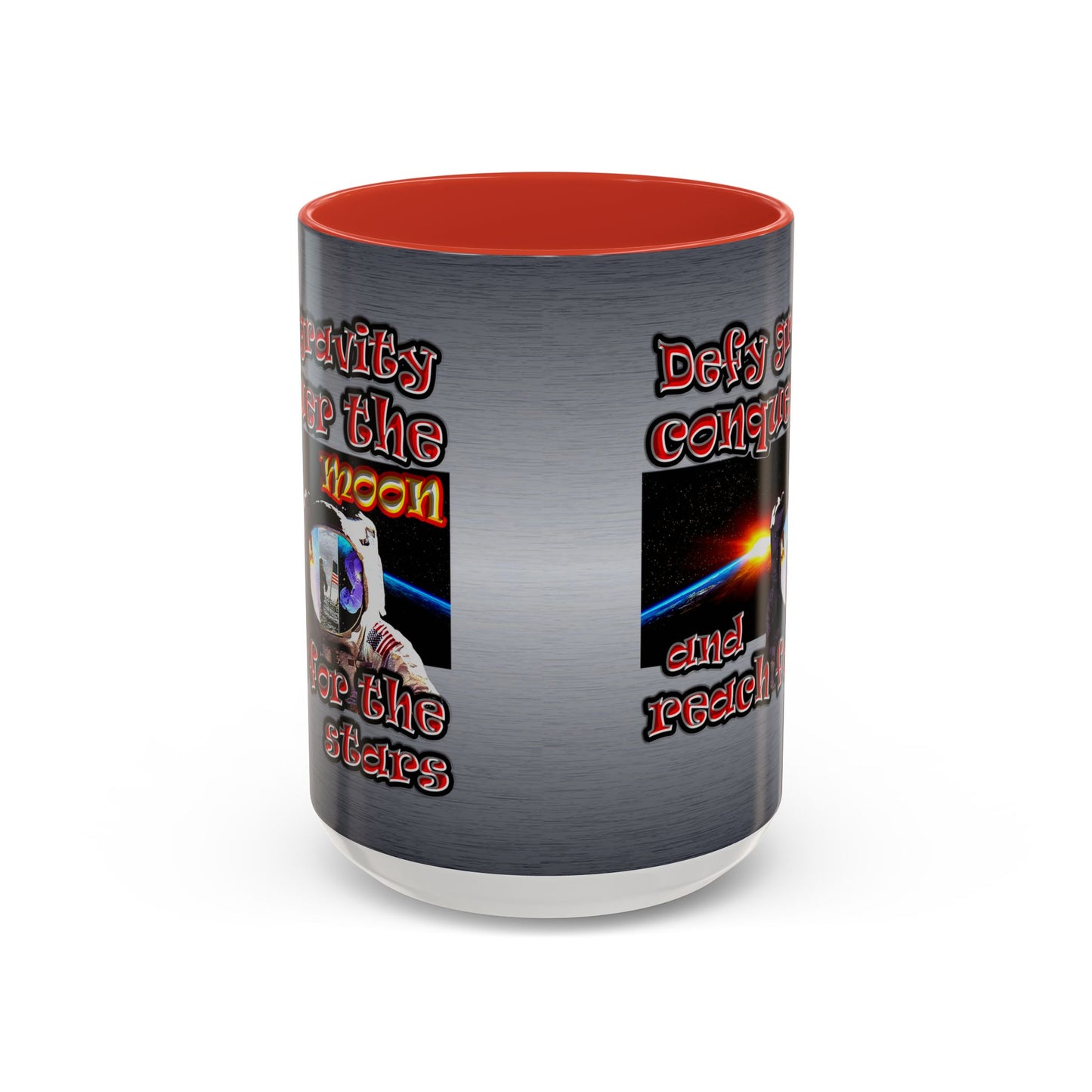 defy conquer reach - Accent Mug (brushed nickel)