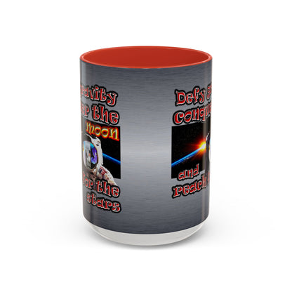 defy conquer reach - Accent Mug (brushed nickel)