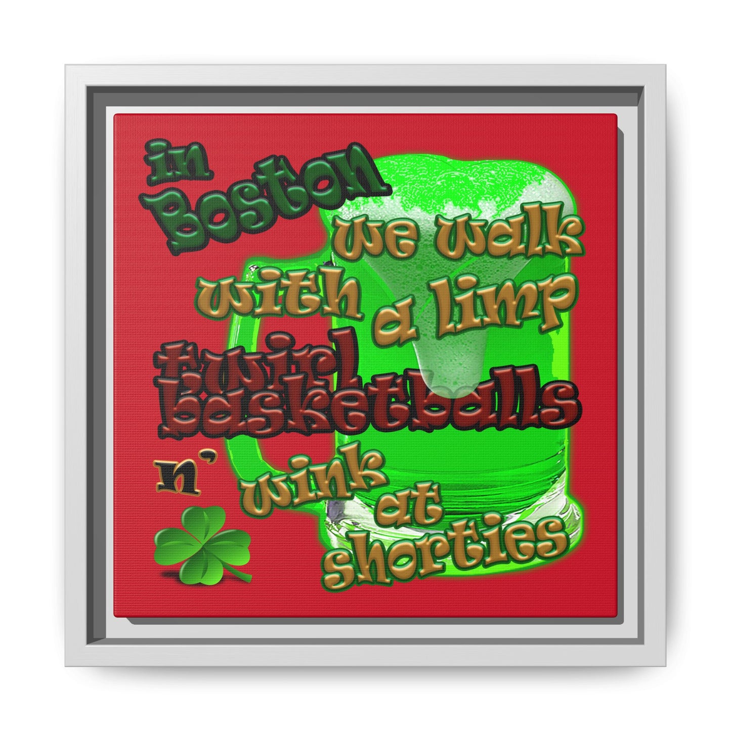 celtics logo - framed canvas art (dark red)