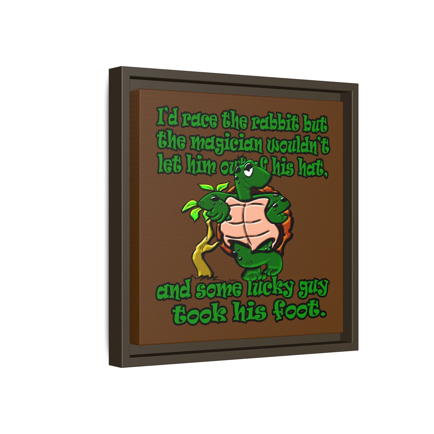 turtle race - framed canvas art (brown)