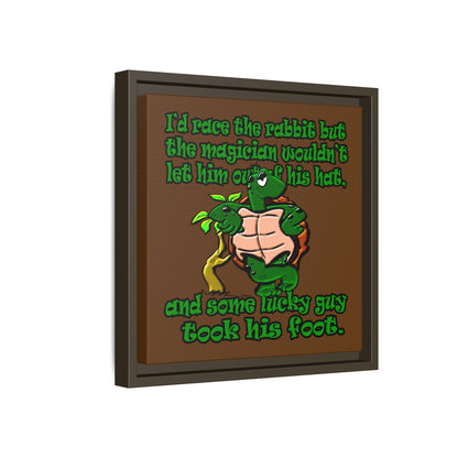 turtle race - framed canvas art (brown)