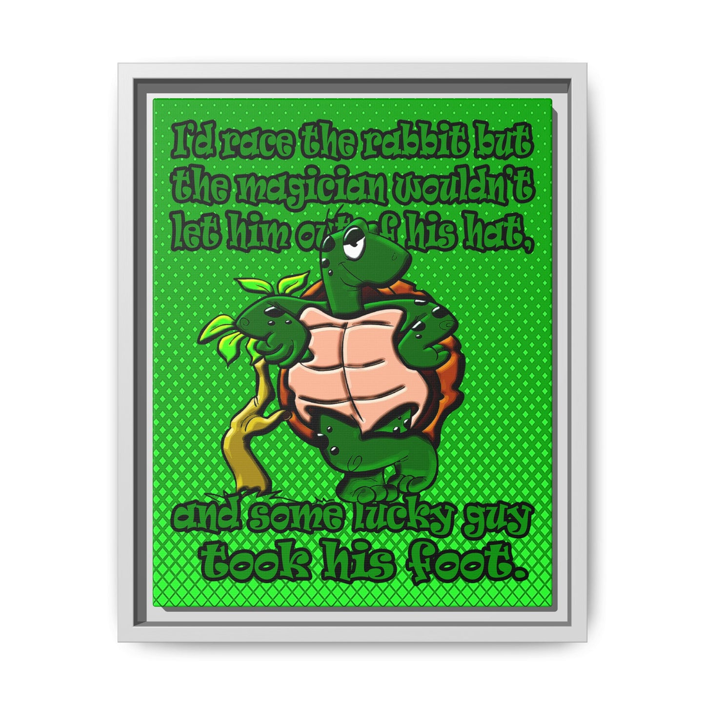 turtle race - framed canvas art (logo green)