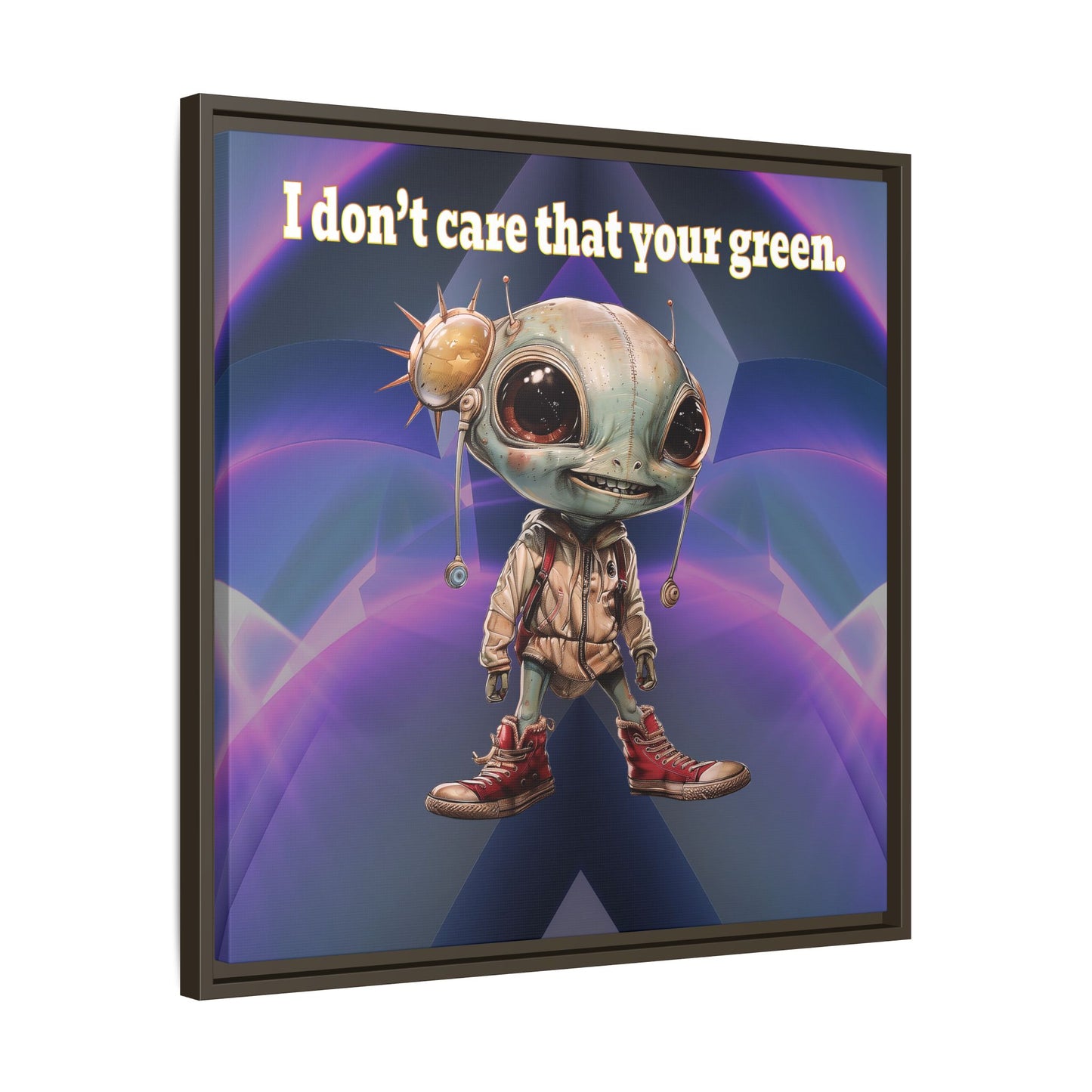 I don't care that your green - framed canvas art (grey-pink wave)