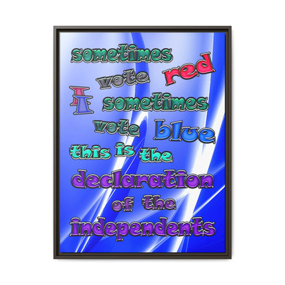 declaration of the independents - framed canvas art (blue-white wave)