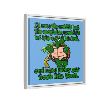 turtle race - framed canvas art (light blue)