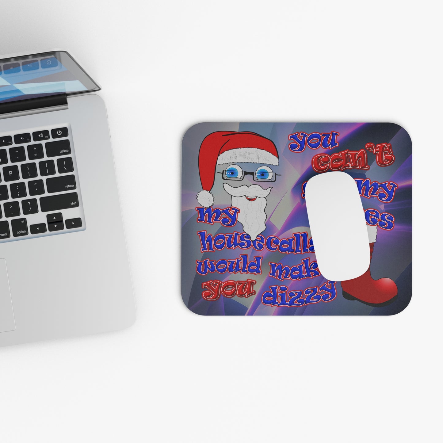 santa's shoes - Mouse Pad (Rectangle) (grey-pink wave)