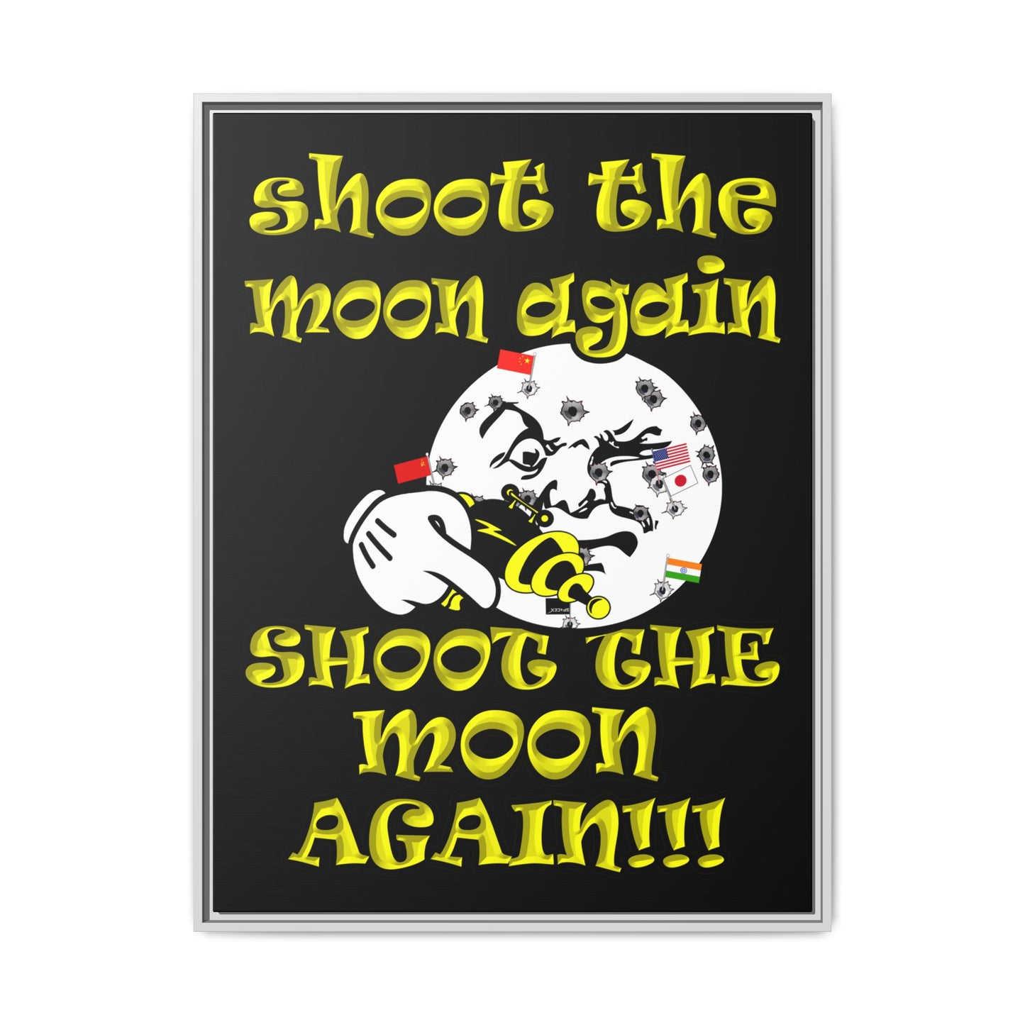 shoot the moon again - framed canvas art (black)