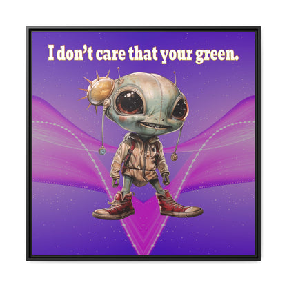 I don't care that your green - framed canvas art (purple-pink wave)