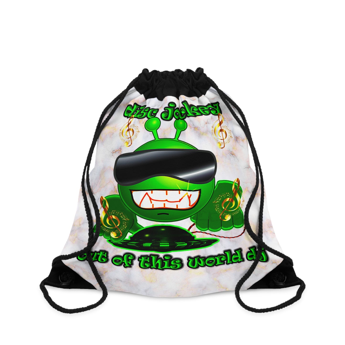 disc jockey - Drawstring Bag (white marble)