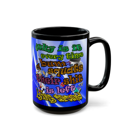 the bum's shit - Black Mug (blue-white wave)