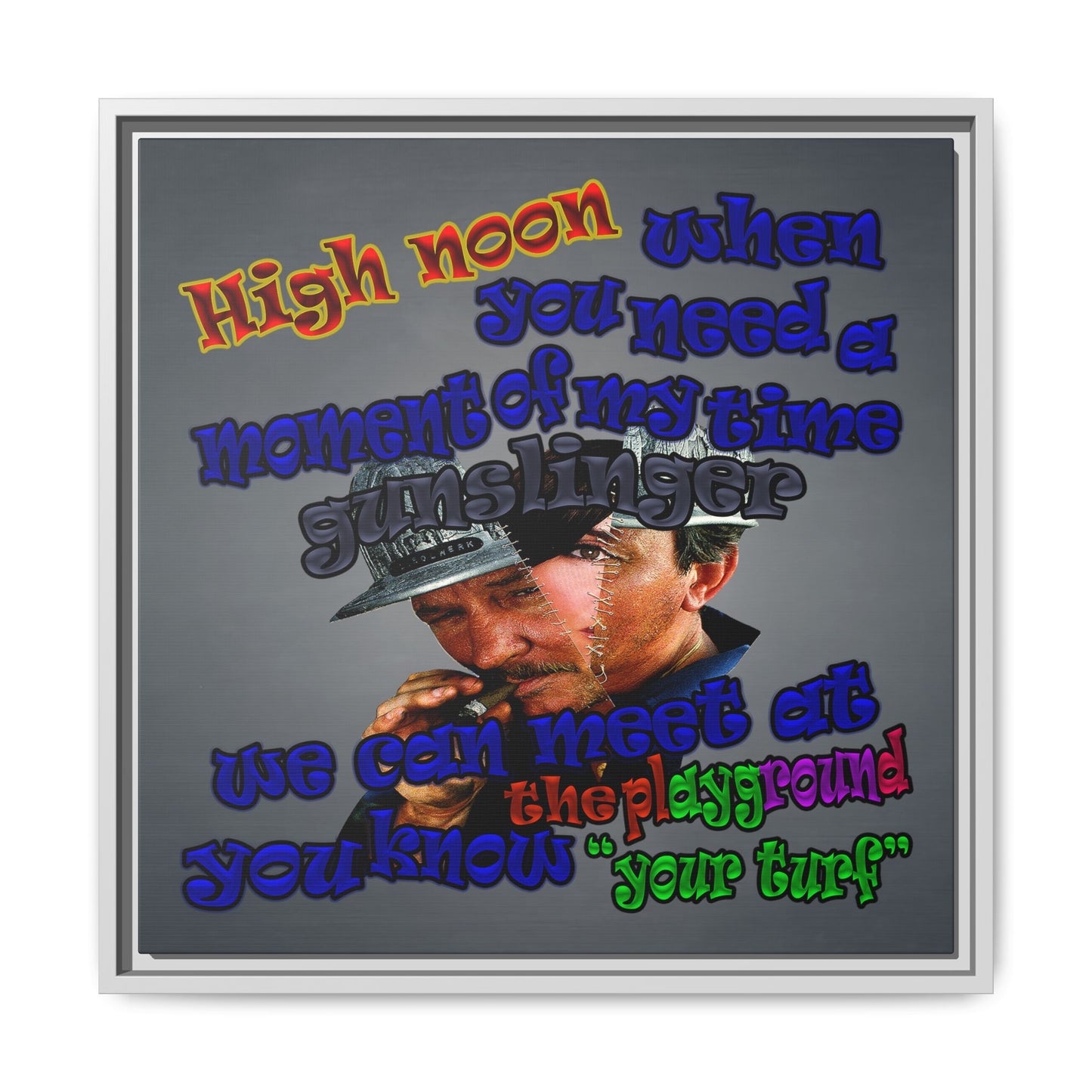 high noon - framed canvas art (grey-light grey)