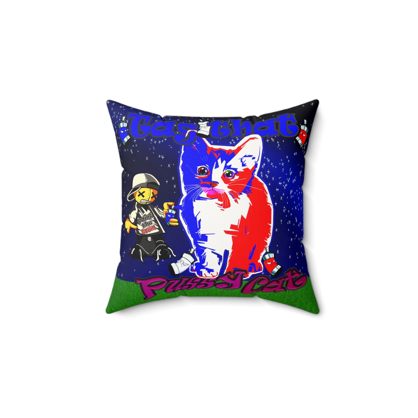 tag that - Faux Suede Square Pillow - ('snoops' background)