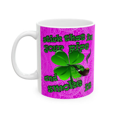 celtics logo - White Mug (pink swirl)