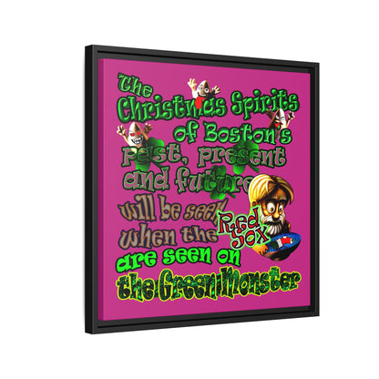 christmas spirits of boston - framed canvas art (pink)