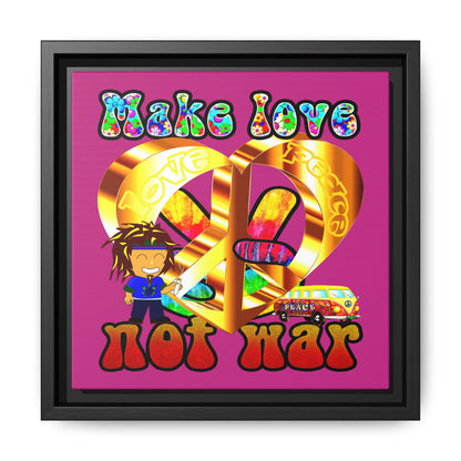 love peace - framed canvas art (pink)