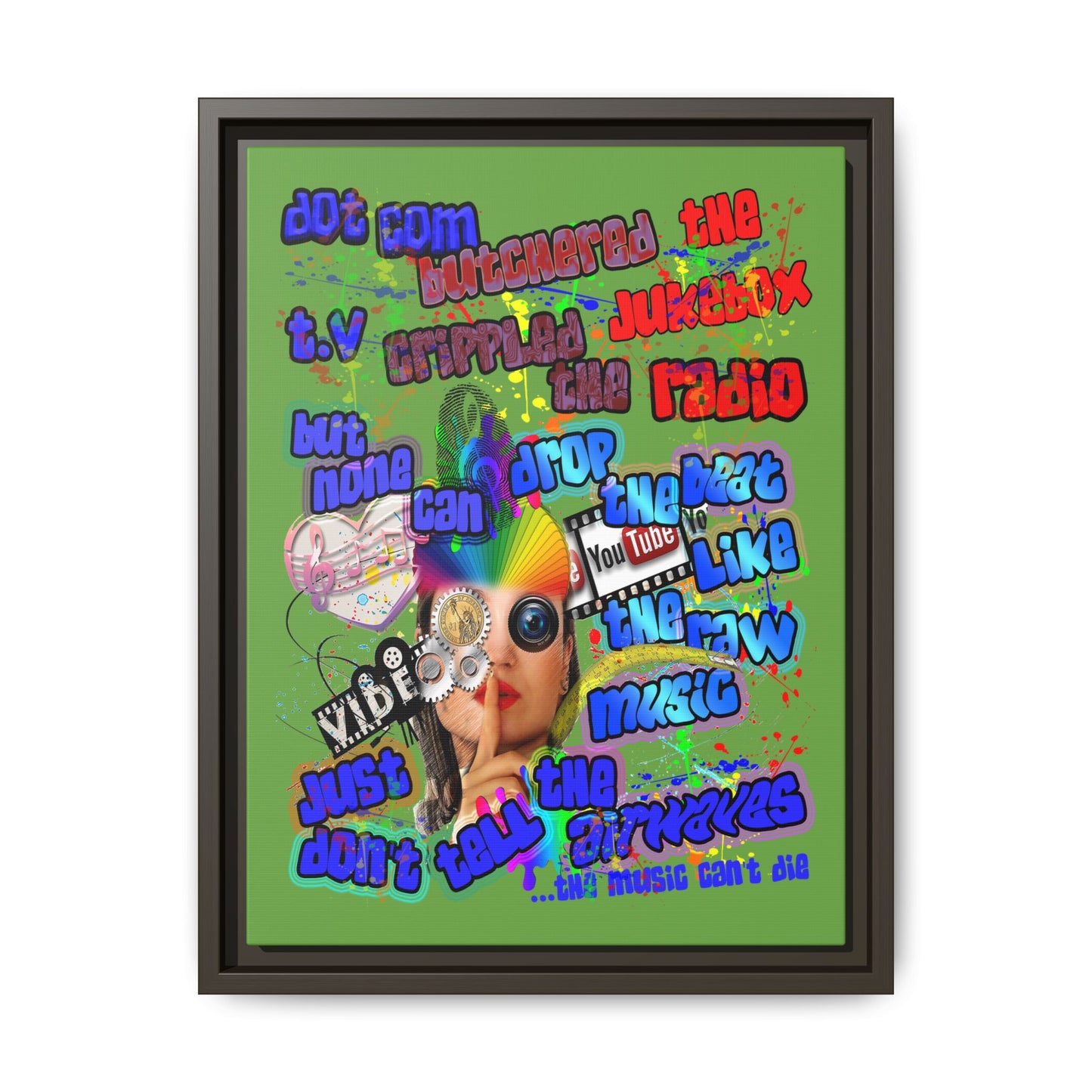 drop the beat - framed canvas art (green)