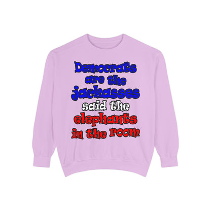 donkeys and elephants - Unisex Garment-Dyed Sweatshirt