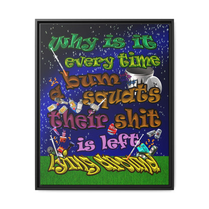 the bum's shit - framed canvas art ('snoops' background)